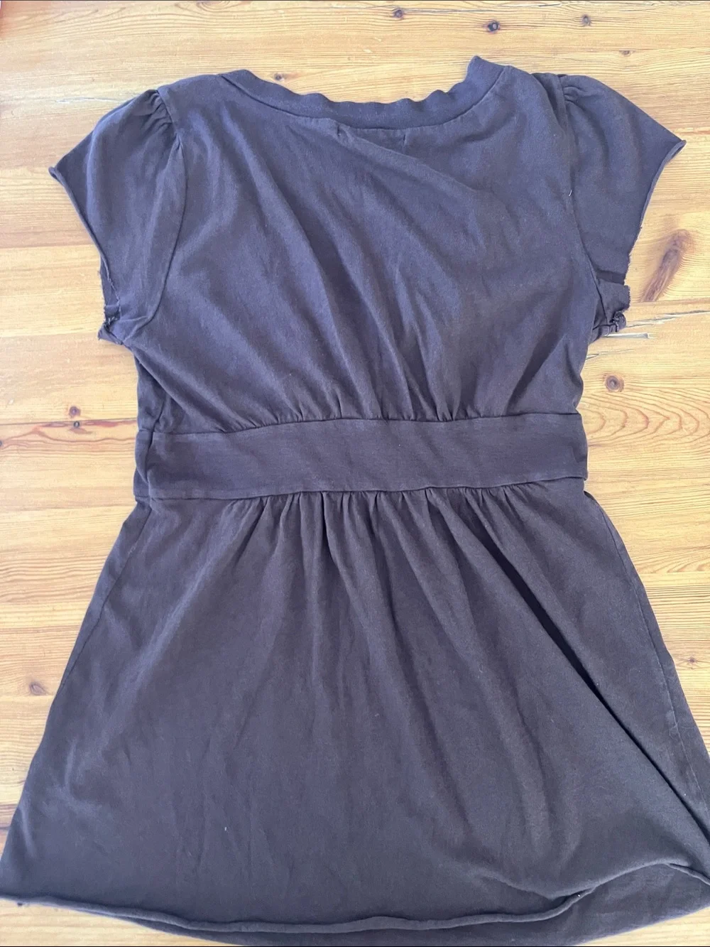 Great Condition Velvet Brown V-Neck Empire Waist Tunic, size Large